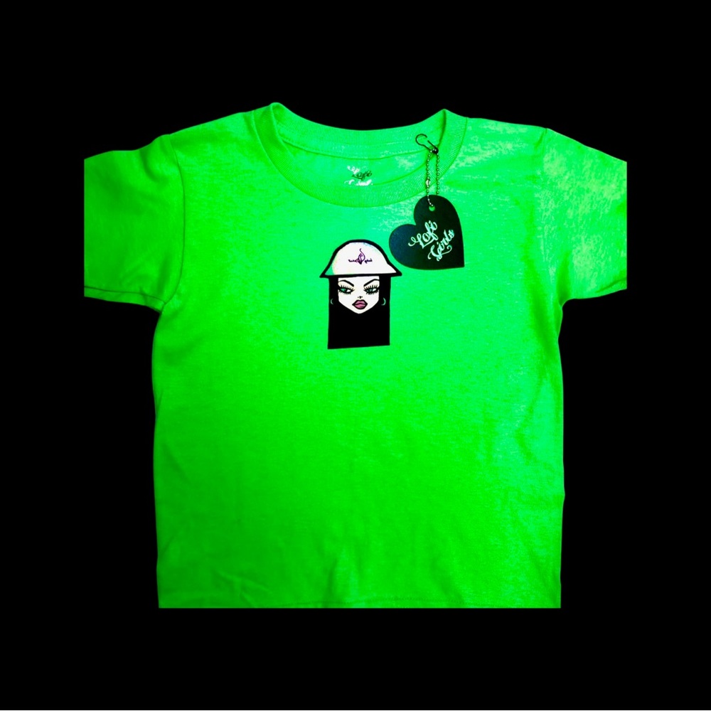 Lofi Girls BFF Y2K Cyber Green Holographic Premium Vinyl Custom Design Shirt